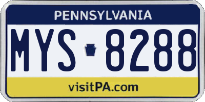 PA license plate MYS8288