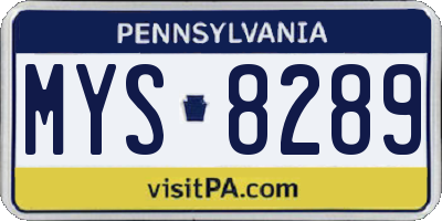PA license plate MYS8289