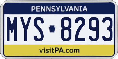 PA license plate MYS8293