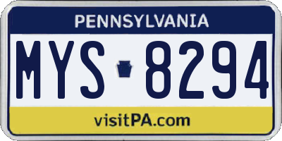 PA license plate MYS8294