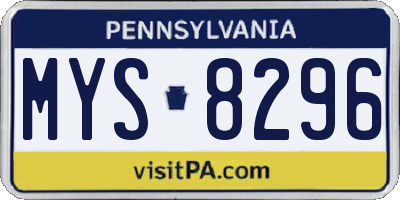 PA license plate MYS8296