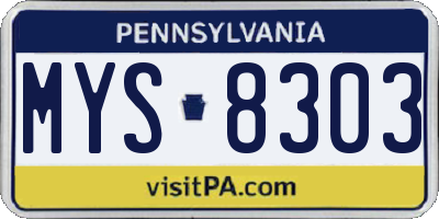 PA license plate MYS8303