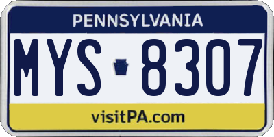 PA license plate MYS8307