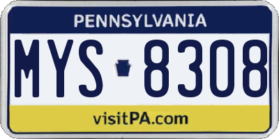 PA license plate MYS8308