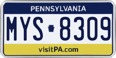 PA license plate MYS8309