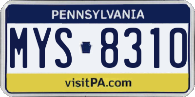 PA license plate MYS8310