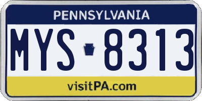 PA license plate MYS8313