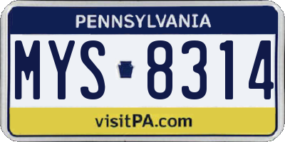 PA license plate MYS8314