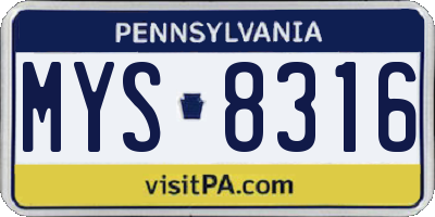 PA license plate MYS8316