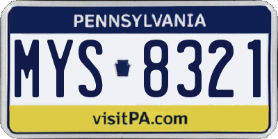 PA license plate MYS8321
