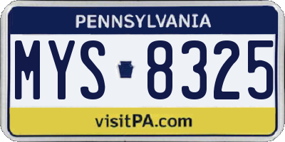 PA license plate MYS8325