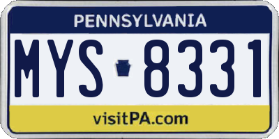 PA license plate MYS8331