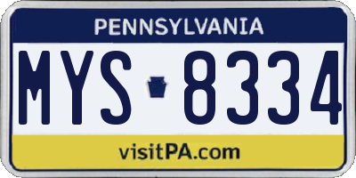 PA license plate MYS8334