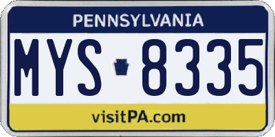 PA license plate MYS8335
