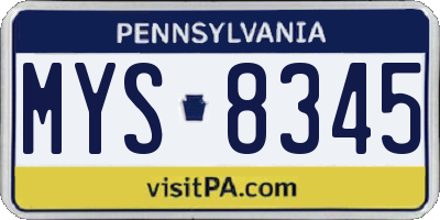 PA license plate MYS8345