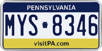 PA license plate MYS8346