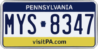 PA license plate MYS8347
