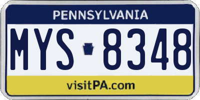 PA license plate MYS8348