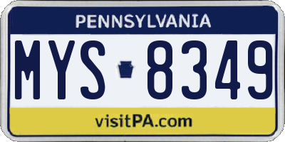 PA license plate MYS8349