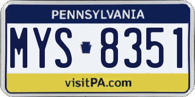 PA license plate MYS8351