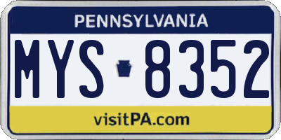 PA license plate MYS8352