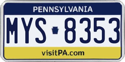PA license plate MYS8353