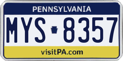 PA license plate MYS8357