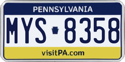 PA license plate MYS8358