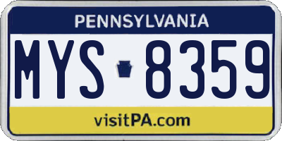 PA license plate MYS8359