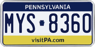 PA license plate MYS8360