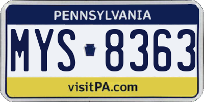 PA license plate MYS8363