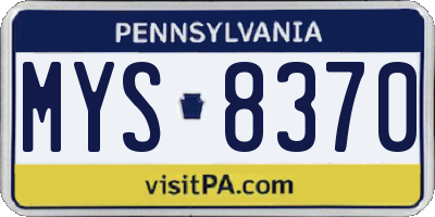 PA license plate MYS8370