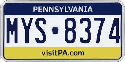 PA license plate MYS8374