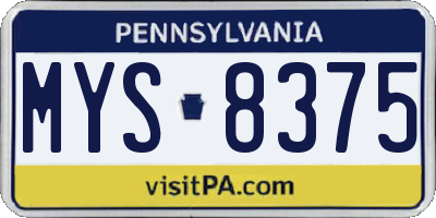 PA license plate MYS8375