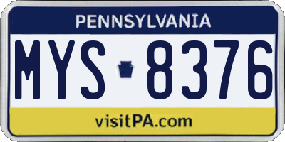 PA license plate MYS8376