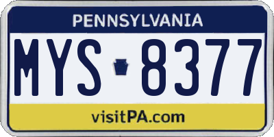 PA license plate MYS8377