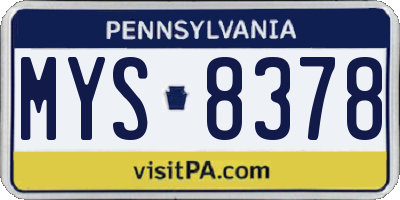 PA license plate MYS8378