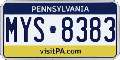 PA license plate MYS8383