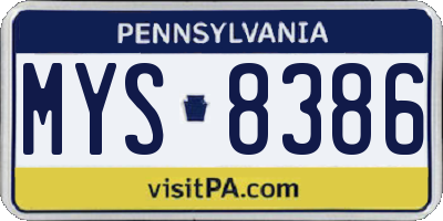 PA license plate MYS8386