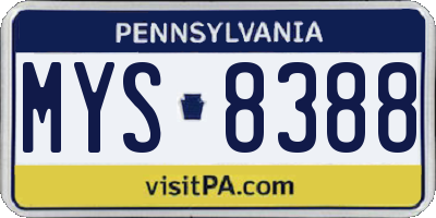 PA license plate MYS8388