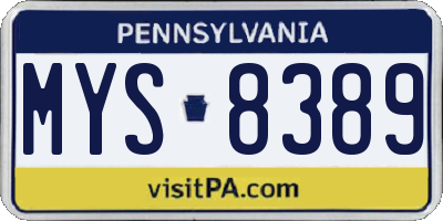 PA license plate MYS8389