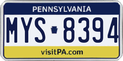 PA license plate MYS8394