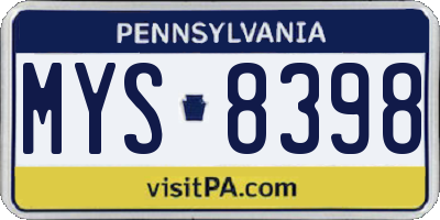 PA license plate MYS8398