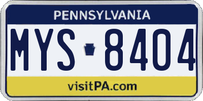 PA license plate MYS8404