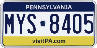 PA license plate MYS8405