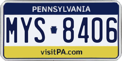 PA license plate MYS8406