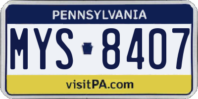 PA license plate MYS8407