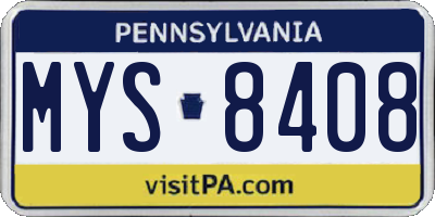 PA license plate MYS8408