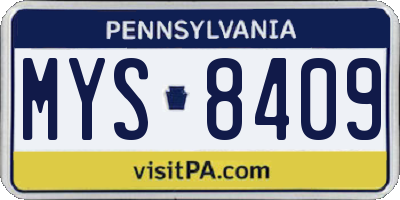 PA license plate MYS8409