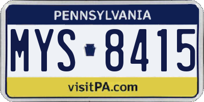 PA license plate MYS8415